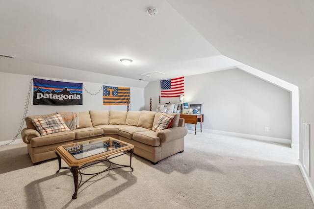 2037 Flowing Creek Dr, Franklin, TN 37064 - carpeted living room featuring lofted ceiling and baseboards