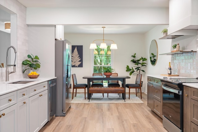 4900 Chesterfield Dr, Murfreesboro, TN 37127 - kitchen with appliances with stainless steel finishes, a sink, backsplash, and light wood-style flooring
