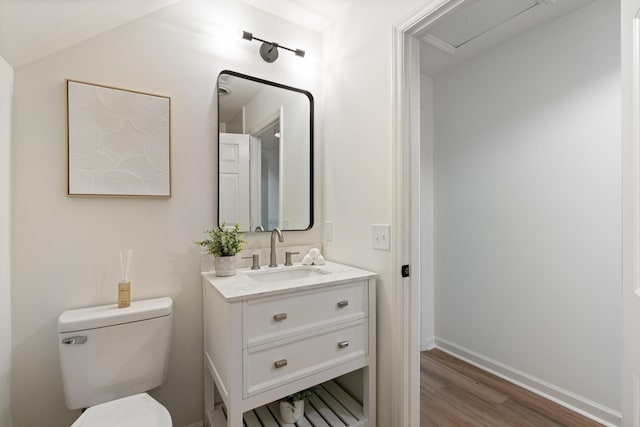 4900 Chesterfield Dr, Murfreesboro, TN 37127 - half bathroom featuring toilet, vanity, and wood finished floors