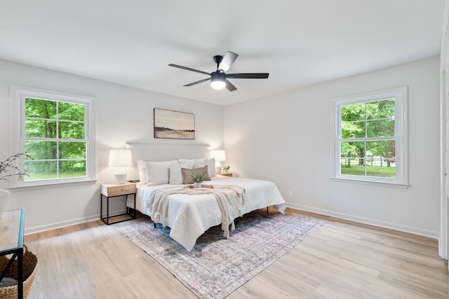 4900 Chesterfield Dr, Murfreesboro, TN 37127 - bedroom with light wood-style floors, multiple windows, baseboards, and a ceiling fan