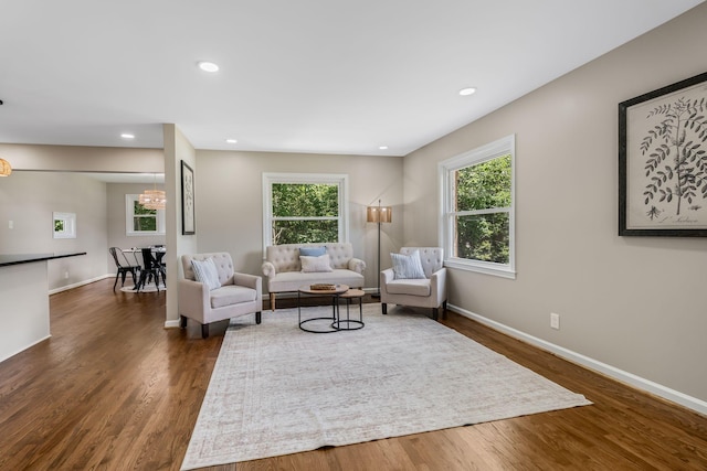 209 Franklin Park, Winchester, TN 37398 - living room with dark wood-style floors, recessed lighting, and a chandelier