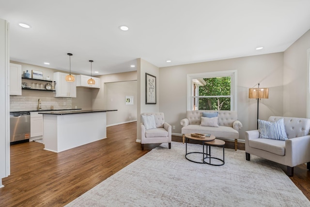 209 Franklin Park, Winchester, TN 37398 - living area featuring dark wood finished floors and recessed lighting