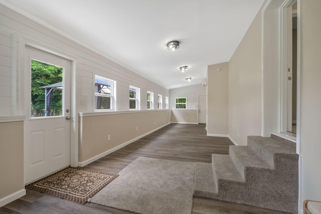 209 Franklin Park, Winchester, TN 37398 - foyer with healthy amount of natural light, wood finished floors, vaulted ceiling, and stairway