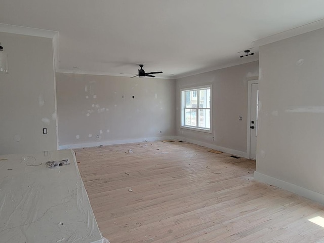 4810 Kintore, Nolensville, TN 37135 - unfurnished room with ornamental molding, ceiling fan, light wood-style floors, and baseboards