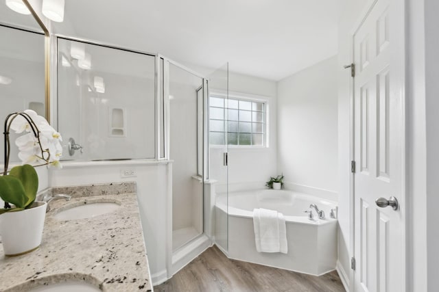 3065 Sakari Cir, Spring Hill, TN 37174 - full bathroom with a shower stall, wood finished floors, a bath, and double vanity