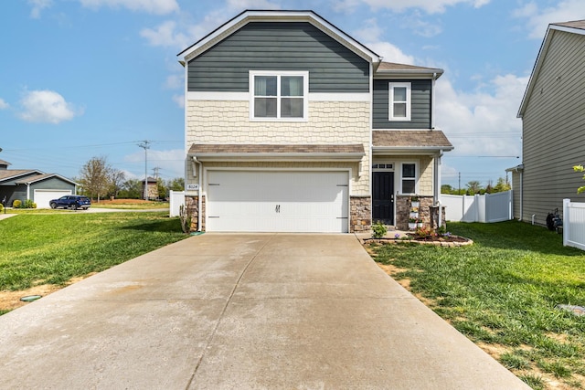 8024 Craighead Dr, Lebanon, TN 37087 - view of front of home with a garage, driveway, stone siding, and a shingled roof