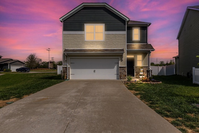 8024 Craighead Dr, Lebanon, TN 37087 - view of front of property featuring an attached garage, driveway, and stone siding