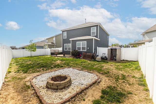8024 Craighead Dr, Lebanon, TN 37087 - back of property with a fire pit and a fenced backyard