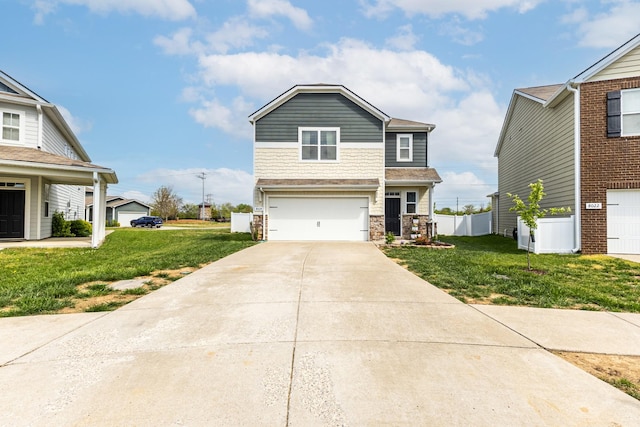8024 Craighead Dr, Lebanon, TN 37087 - view of front of home with stone siding, concrete driveway, and a garage