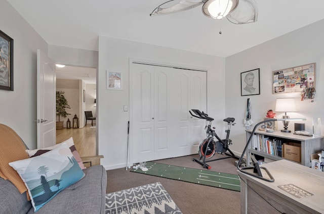 317 Ketch Cv, Hermitage, TN 37076 - exercise room featuring a ceiling fan and baseboards