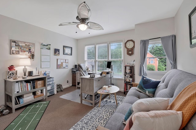 317 Ketch Cv, Hermitage, TN 37076 - home office featuring ceiling fan, carpet, and baseboards