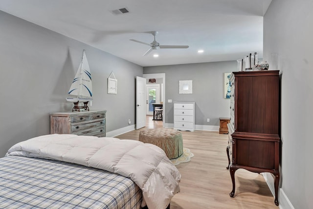 2670 Morgan Rd, Joelton, TN 37080 - bedroom featuring light wood-style floors, recessed lighting, baseboards, and ceiling fan