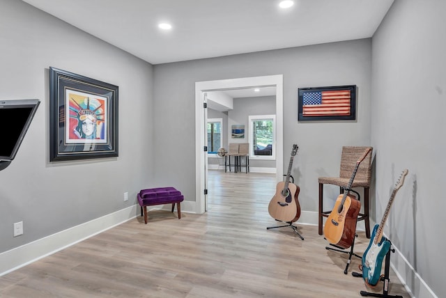 2670 Morgan Rd, Joelton, TN 37080 - sitting room featuring recessed lighting, light wood-style floors, and baseboards