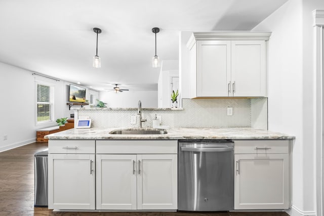 800 Snapdragon Ct, Clarksville, TN 37042 - kitchen with dishwasher, a sink, tasteful backsplash, and hanging light fixtures