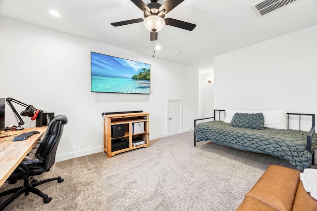 800 Snapdragon Ct, Clarksville, TN 37042 - bedroom featuring baseboards, an office area, carpet, recessed lighting, and a ceiling fan