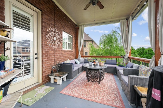 3009 Burnley Ct, Spring Hill, TN 37174 - view of patio / terrace featuring an outdoor living space and a ceiling fan