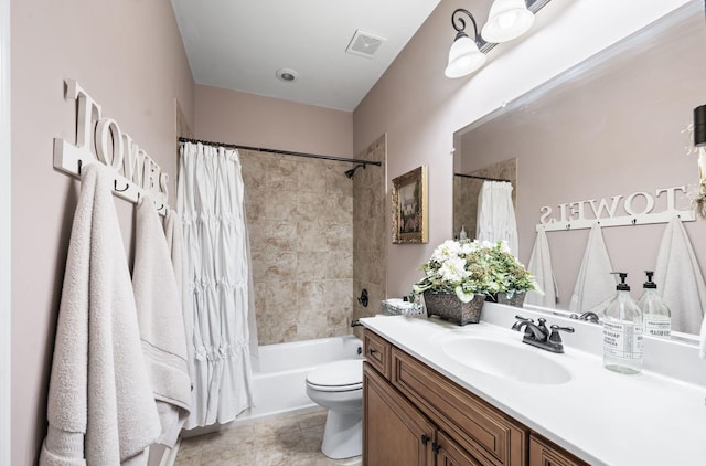 3009 Burnley Ct, Spring Hill, TN 37174 - bathroom featuring vanity, toilet, shower / bath combination with curtain, and tile patterned flooring