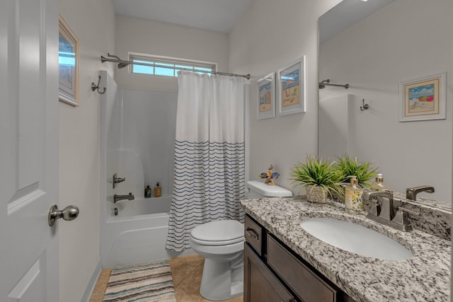 1144 Frewin St, Nolensville, TN 37135 - bathroom with toilet, vanity, shower / bath combo, and tile patterned floors