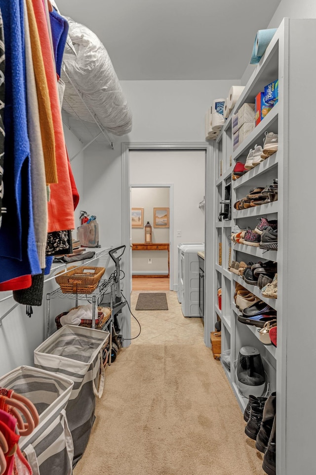 1144 Frewin St, Nolensville, TN 37135 - walk in closet featuring washing machine and dryer and carpet floors