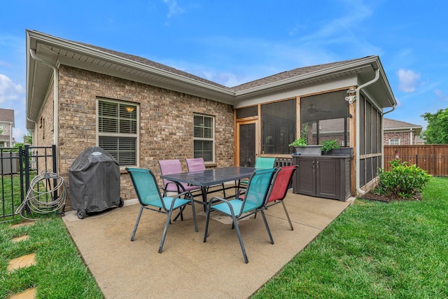 1144 Frewin St, Nolensville, TN 37135 - view of patio / terrace featuring a sunroom, area for grilling, and outdoor dining area
