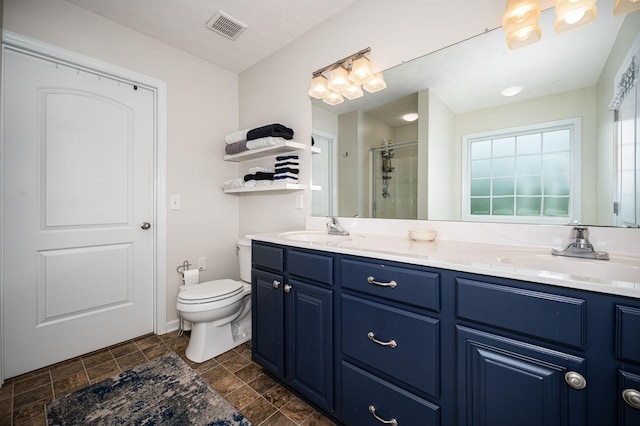 2480 Mount Lebanon Rd, Lewisburg, TN 37091 - full bath featuring stone finish flooring, double vanity, a stall shower, and toilet
