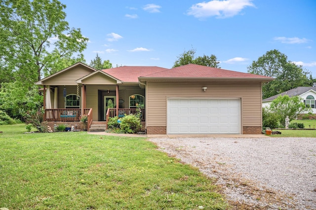2480 Mount Lebanon Rd, Lewisburg, TN 37091 - single story home with gravel driveway, a front lawn, covered porch, an attached garage, and a shingled roof