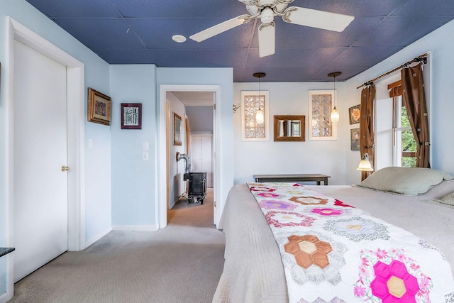 192 Askin Ln, Baxter, TN 38544 - carpeted bedroom featuring ceiling fan, a drop ceiling, and baseboards