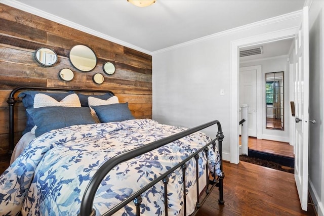 5400 Hillsboro Pike, Nashville, TN 37215 - bedroom with wooden walls, wood finished floors, ornamental molding, and baseboards