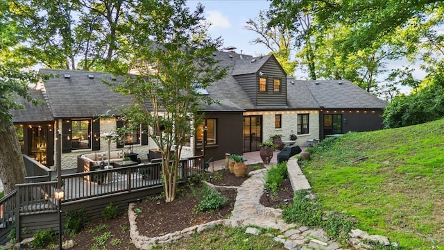 5400 Hillsboro Pike, Nashville, TN 37215 - back of house with a deck, outdoor lounge area, and stone siding