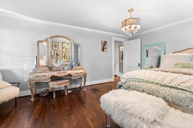 5400 Hillsboro Pike, Nashville, TN 37215 - bedroom with ornamental molding, a chandelier, wood finished floors, and baseboards