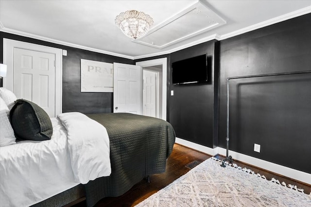 5400 Hillsboro Pike, Nashville, TN 37215 - bedroom with attic access, wood finished floors, and crown molding