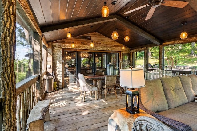 5400 Hillsboro Pike, Nashville, TN 37215 - wooden deck with outdoor dining area and a ceiling fan