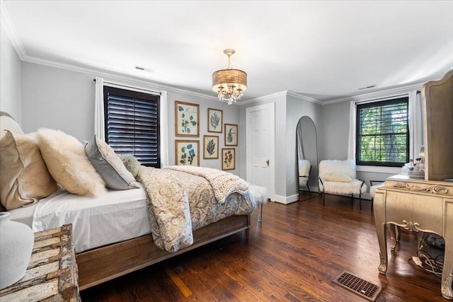5400 Hillsboro Pike, Nashville, TN 37215 - bedroom featuring a chandelier, wood finished floors, ornamental molding, and baseboards
