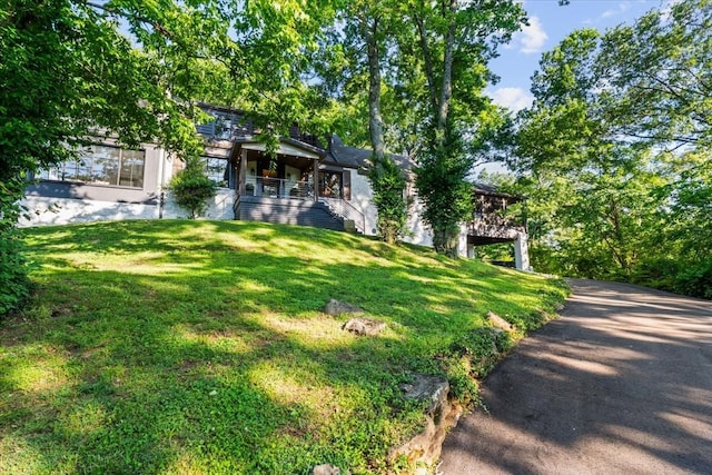 5400 Hillsboro Pike, Nashville, TN 37215 - view of front of home with asphalt driveway, a front yard, and stairway