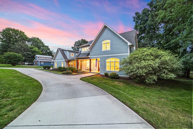 2107 Kidd Rd, Nolensville, TN 37135 - shingle-style home featuring curved driveway and a lawn
