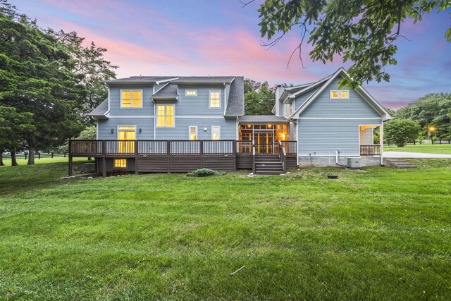 2107 Kidd Rd, Nolensville, TN 37135 - back of house with a yard, a wooden deck, and cooling unit