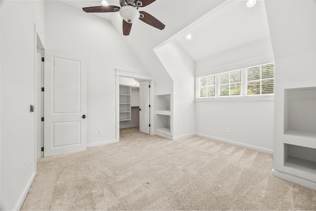 2107 Kidd Rd, Nolensville, TN 37135 - unfurnished bedroom featuring vaulted ceiling, carpet floors, a walk in closet, baseboards, and a ceiling fan