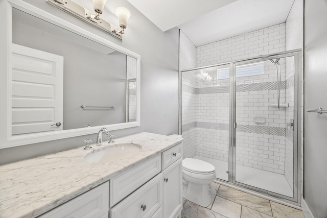 2107 Kidd Rd, Nolensville, TN 37135 - full bath with marble look tile flooring, vanity, a shower stall, and toilet