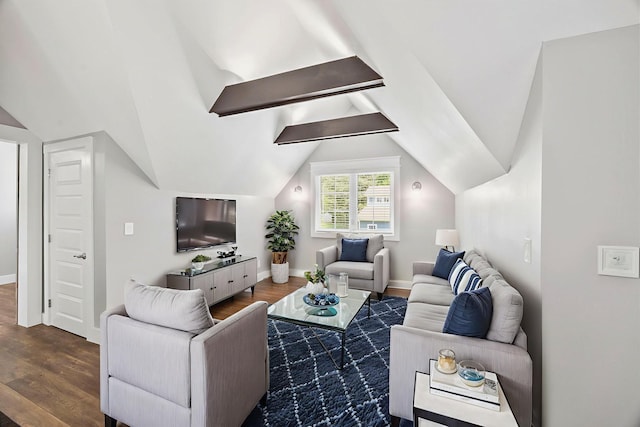 2107 Kidd Rd, Nolensville, TN 37135 - living area featuring wood finished floors, lofted ceiling, and baseboards