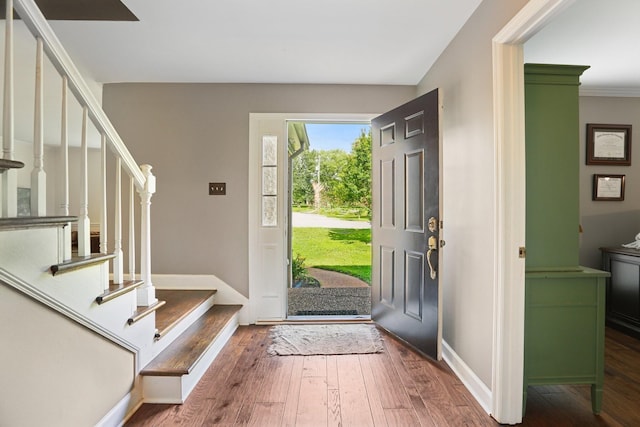 5720 Saint Charles Ct, Hermitage, TN 37076 - entrance foyer featuring stairway, hardwood / wood-style floors, and baseboards
