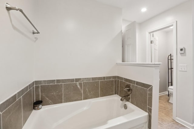 5720 Saint Charles Ct, Hermitage, TN 37076 - bathroom featuring a garden tub, toilet, recessed lighting, and tile patterned floors