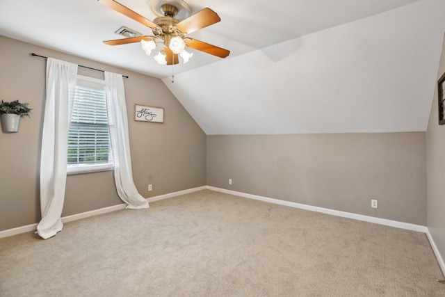 5720 Saint Charles Ct, Hermitage, TN 37076 - bonus room with carpet, a ceiling fan, baseboards, and vaulted ceiling