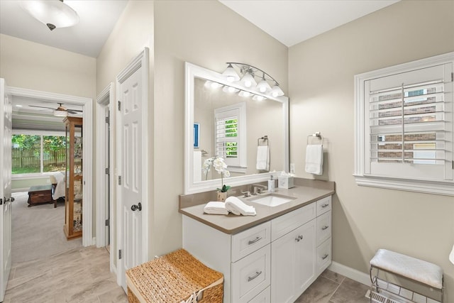 440 Ridgestone Dr, Franklin, TN 37064 - bathroom featuring vanity, healthy amount of natural light, and a ceiling fan