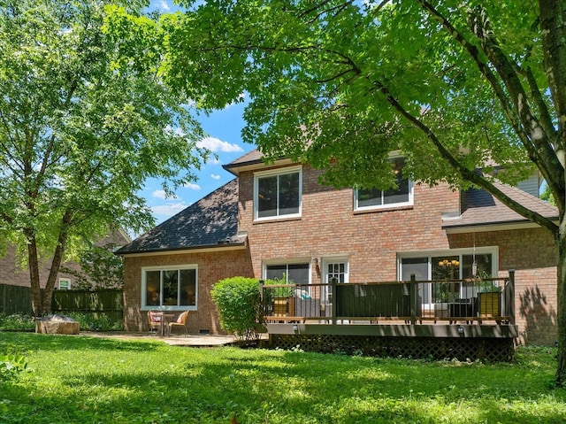 440 Ridgestone Dr, Franklin, TN 37064 - back of property featuring brick siding, a wooden deck, and roof with shingles