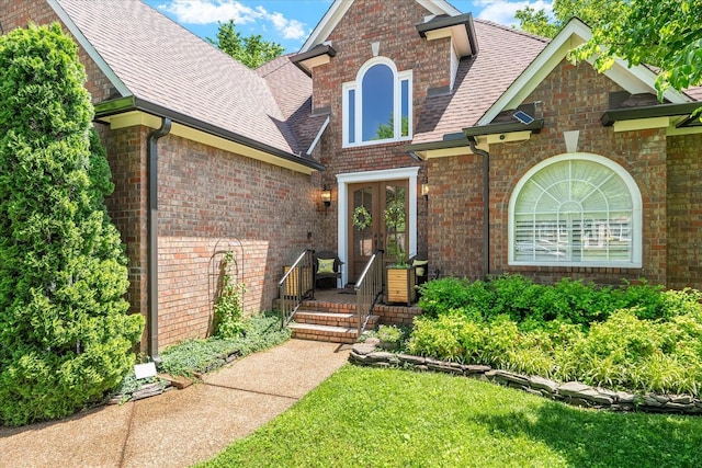 440 Ridgestone Dr, Franklin, TN 37064 - view of front of property with french doors, roof with shingles, and brick siding