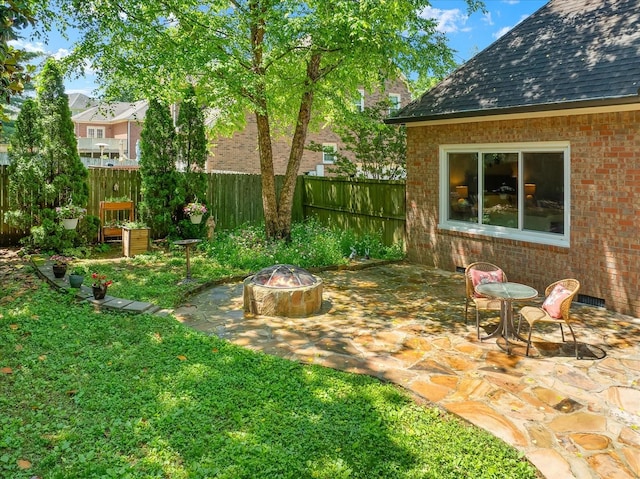 440 Ridgestone Dr, Franklin, TN 37064 - view of yard featuring an outdoor fire pit and a patio area