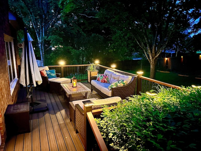 440 Ridgestone Dr, Franklin, TN 37064 - deck at twilight featuring an outdoor living space