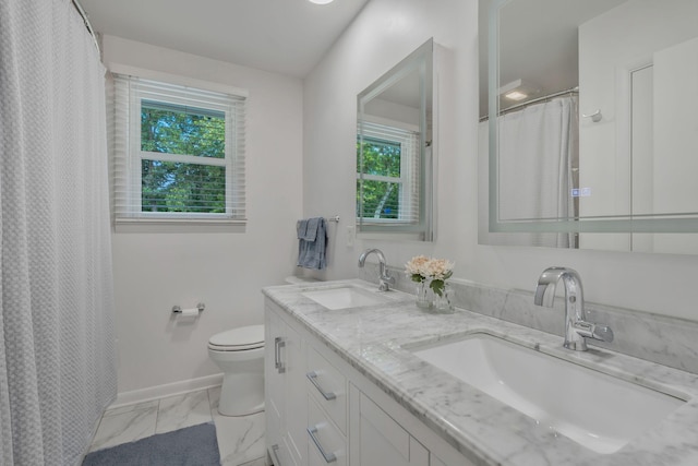 933 Percy Warner Blvd, Nashville, TN 37205 - full bath with marble finish flooring, healthy amount of natural light, baseboards, and double vanity