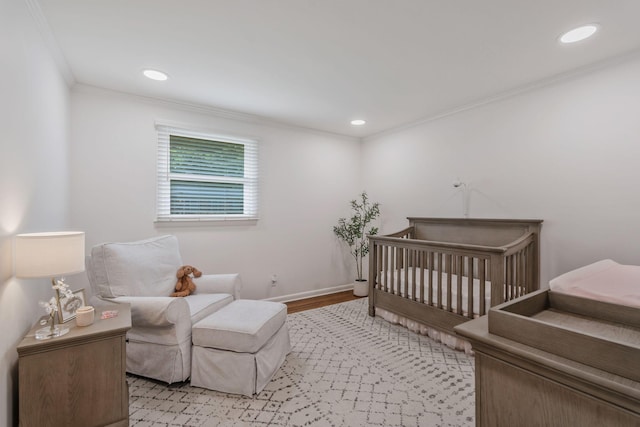 933 Percy Warner Blvd, Nashville, TN 37205 - bedroom with light wood-style flooring, ornamental molding, recessed lighting, and baseboards