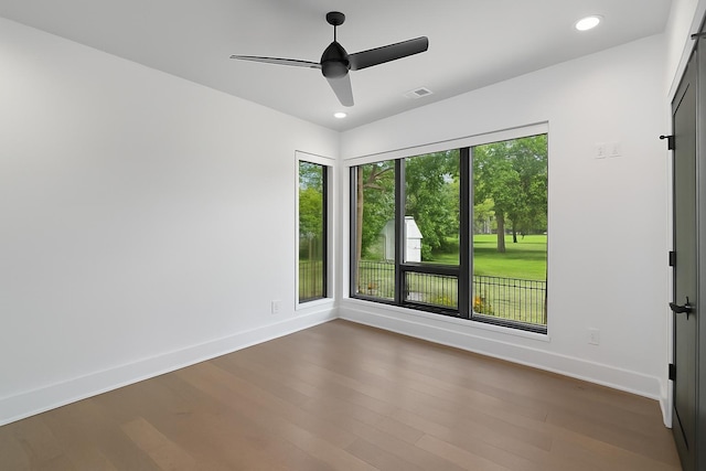 112 47th Ave N, Nashville, TN 37209 - empty room with baseboards, a ceiling fan, dark wood-style floors, and recessed lighting